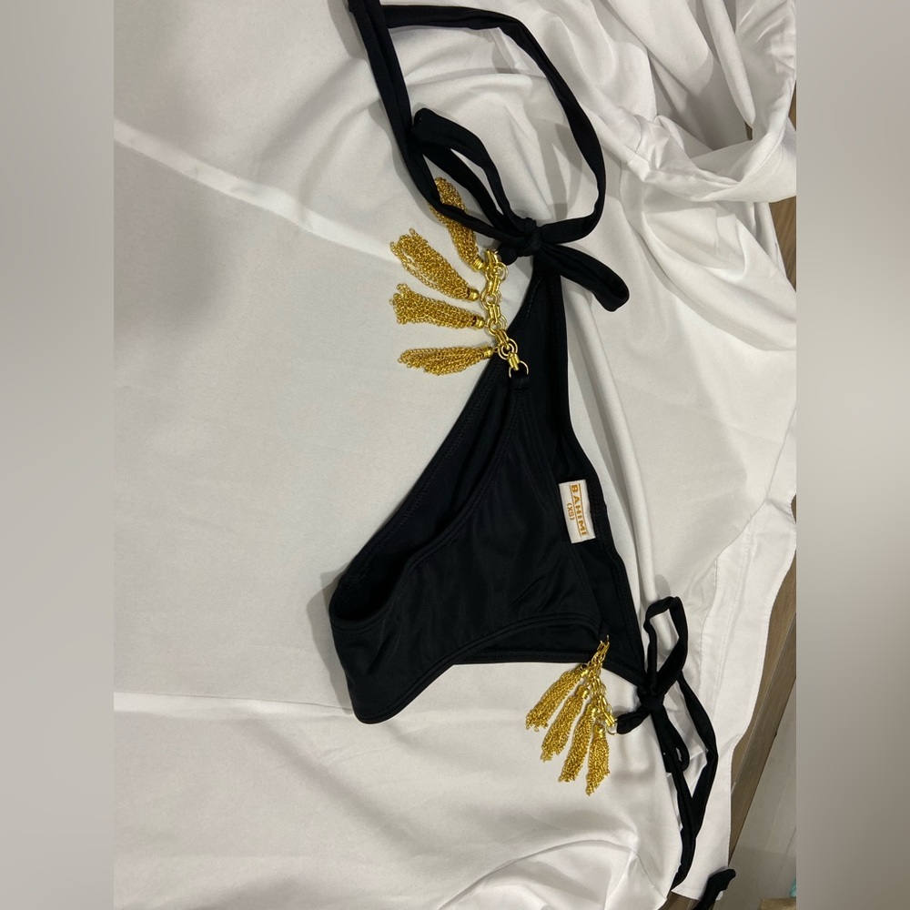 BAHIMI London Black Bikini Bottom w. Gold tassels 🖤⚜️